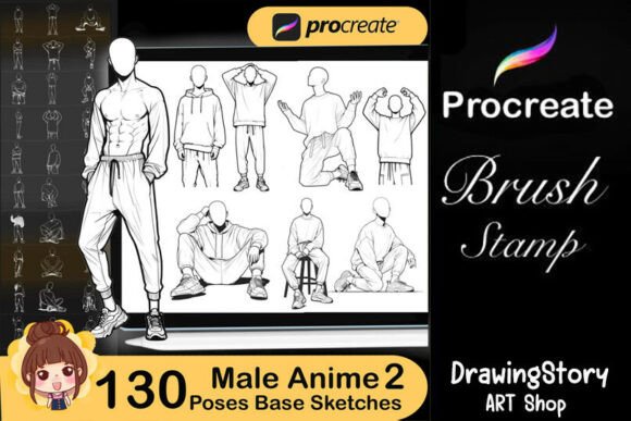 Download 130 Procreate Male Anime Poses 2 - Procreate Collection