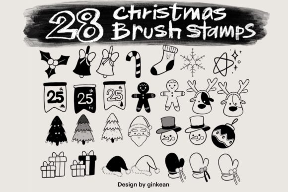 Download 28 Christmas Brush Stamp for Procreate - Procreate Collection