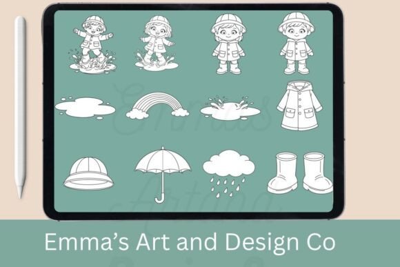 Download Spring Rain Kids Procreate Stamp Brushes - Procreate Collection