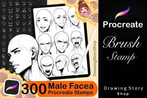 Download 300 Procreate Male Faces Brushes. - Procreate Collection