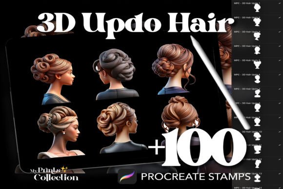 Download 100+ Procreate 3D 3D Updo Hair Stamps - Procreate Collection