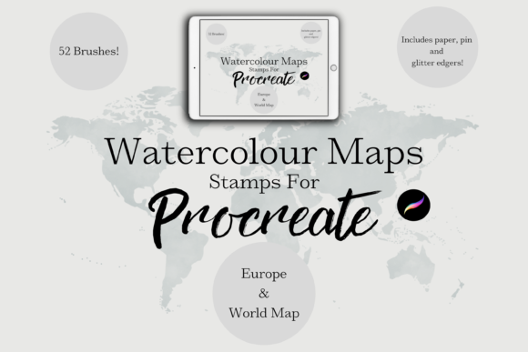 Download Procreate Watercolour Map Stamps X 52 - Procreate Collection