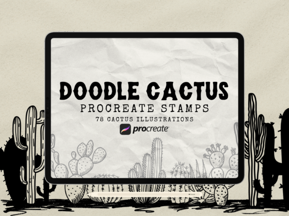 Download Doodle Cactuses Procreate Stamp Brushes - Procreate Collection