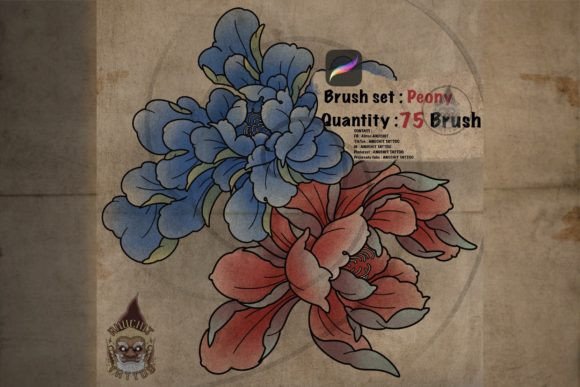 Download Peony Japanese Procreate Stamp Brush - Procreate Collection