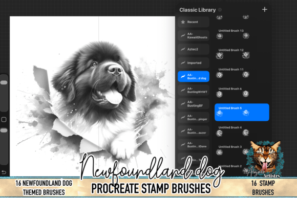 Download Newfoundland Dog Procreate Brush Stamps - Procreate Collection