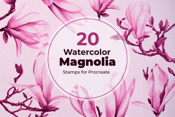 Download 20 Watercolor Magnolia Procreate Stamps - Procreate Collection