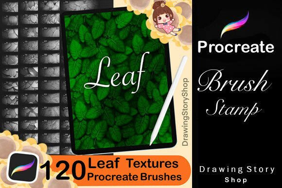Download 120 Procreate Leaf Textures Brushes - Texture Collection