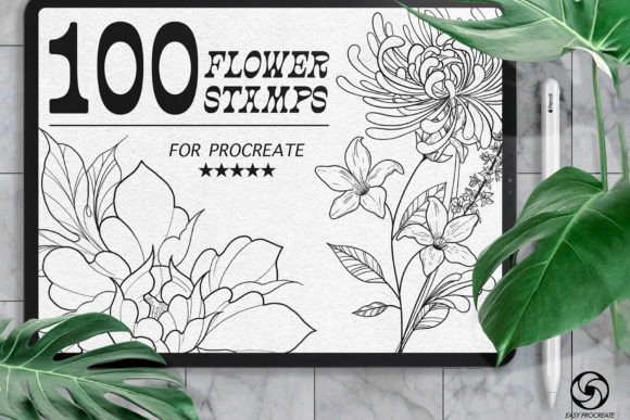 Download 100 Flower Stamps for Procreate - Procreate Collection