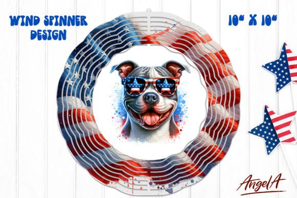 Download Black Pit Bull Patriotic Wind Spinner - Pit bull Collection
