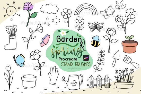 Download Garden &amp; Spring Procreate Stamp Brushes - Procreate Collection