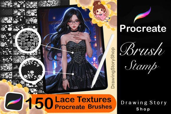 Download 150 Procreate Lace Texture Brushes - Texture Collection