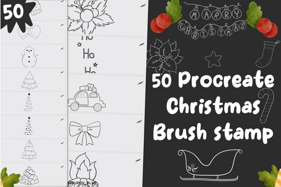 Download 50 Christmas Brush Procreate Stamps - Procreate Collection