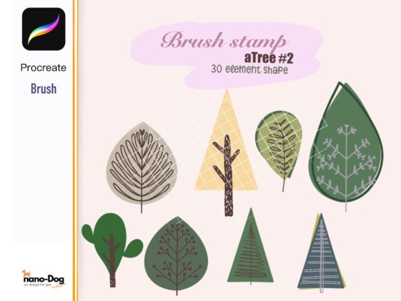 Download Procreate 30 Tree Element Brush Stamp - Procreate Collection