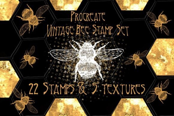 Download Vintage Bee Procreate Stamp Set - Procreate Collection