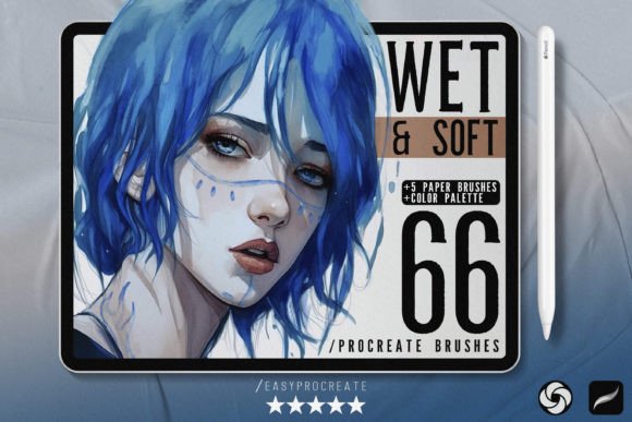 Download 66 Wet &amp; Soft Procreate Brushes - Procreate Collection