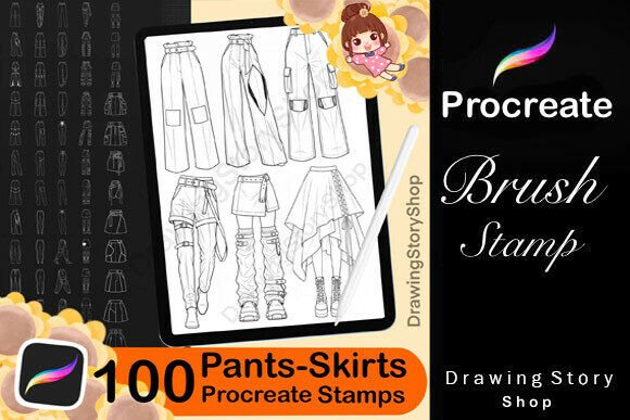 Download 100 Procreate Women Pants Stamp Brushes - Procreate Collection