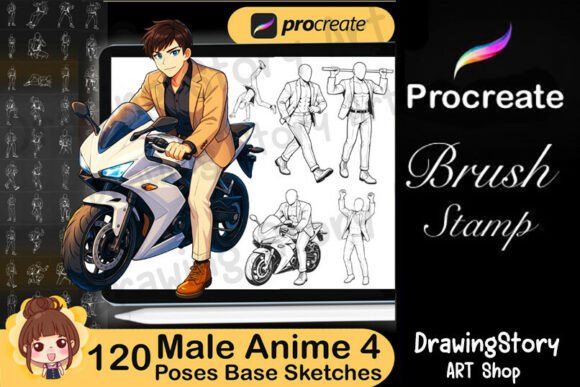 Download 120 Procreate Male Anime Poses 4 - Procreate Collection