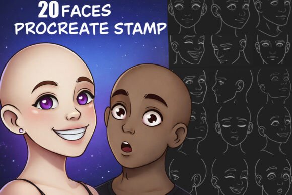 Download 20 Procreate Face Stamp Brushes - Procreate Collection