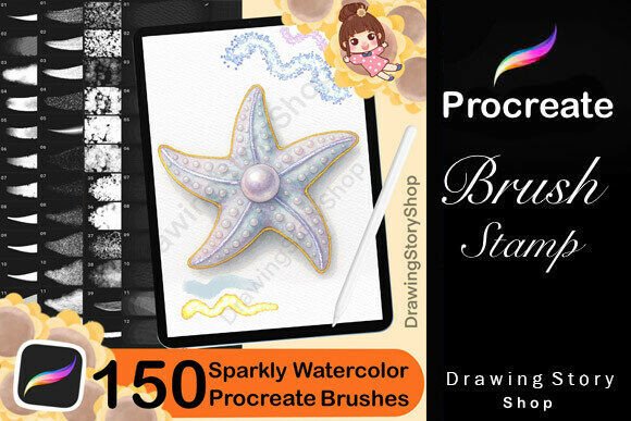 Download 150 Procreate Sparkly Watercolor Brushes - Procreate Collection