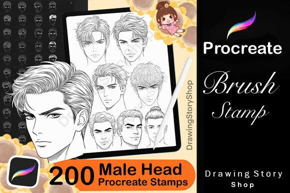 Download 200 Procreate Male Head Stamp Brushes - Procreate Collection
