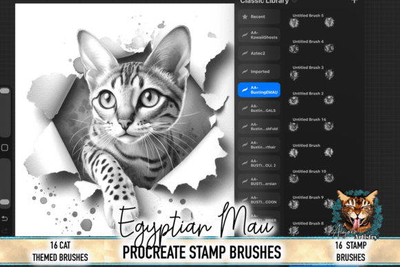 Download Egyptian Mau Procreate Stamp Brushes - Procreate Collection