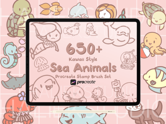 Download 650+ Sea Animals Procreate Stamp Brushes - Procreate Collection