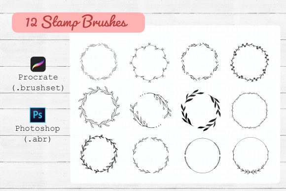 Download 12 Wreath Brushes Procreate ,Photoshop - Procreate Collection