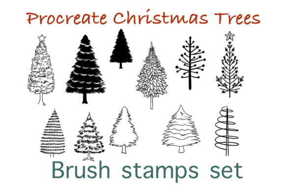 Download Christmas Tree Procreate Stamp Brush Set - Procreate Collection