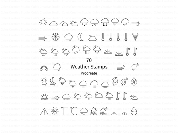 Download 70 Weather Symbol Procreate Brush Stamps - Procreate Collection