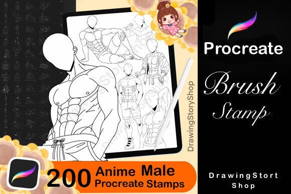 Download 200 Procreate Male Body Poses Stamps - Procreate Collection