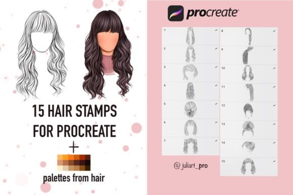 Download &nbsp;Hair Stamps for Procreate + Palettes - Procreate Collection