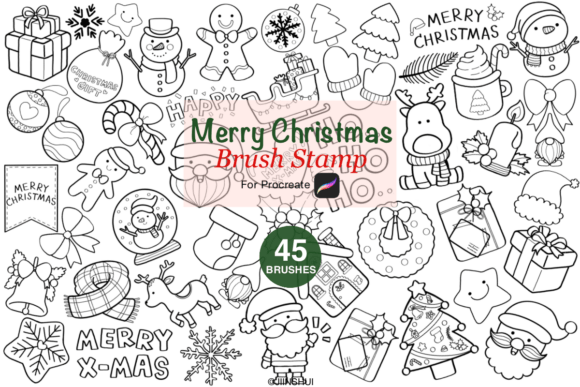 Download Christmas Brush Stamp for Procreate - Procreate Collection