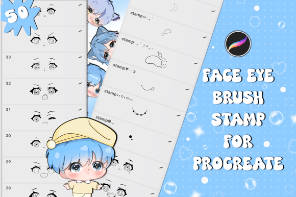 Download 50 Face Eye Stamps for Procreate - Procreate Collection