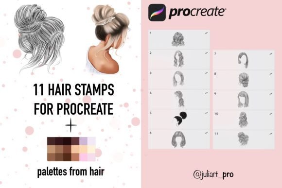 Download Hair Stamps for Procreate + Palettes - Procreate Collection