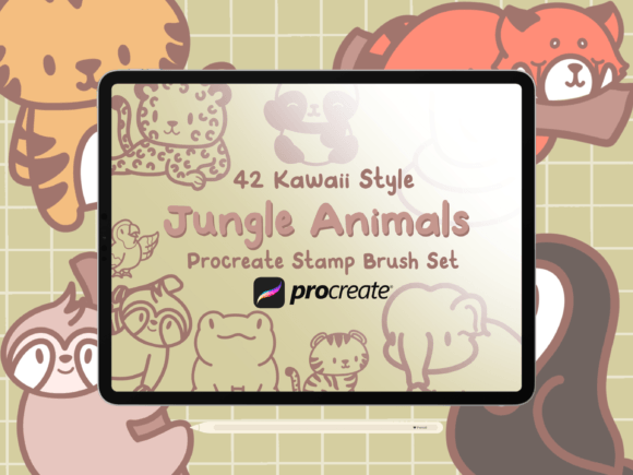 Download Jungle Animals Procreate Stamp Brush Set - Procreate Collection