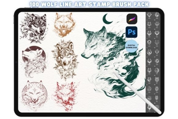 Download Procreate Photoshop Wolf Stamp Brush Set - Procreate Collection