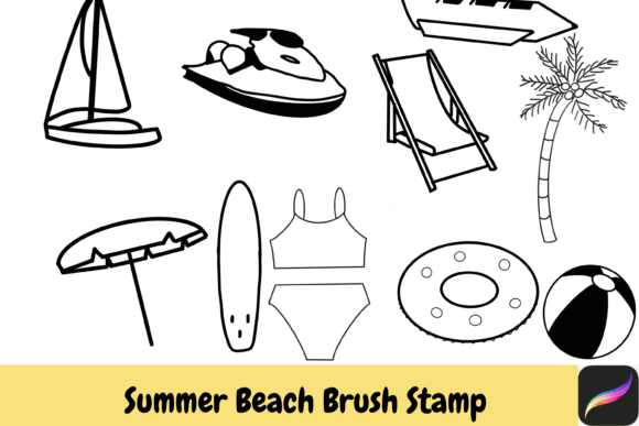 Download Beach Summer Procreate Brush Stamps IPAD - Procreate Collection
