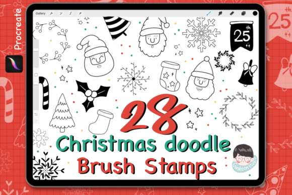 Download 28 Procreate Christmas Stamps |Christmas - Procreate Collection