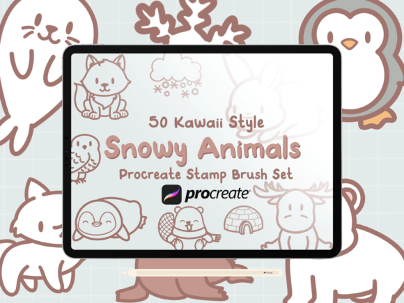 Download Snow Animals Procreate Stamp Brushes - Procreate Collection