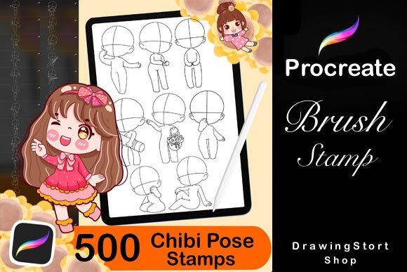 Download 500 Base Chibi Procreate Body Pose Stamp - Procreate Collection