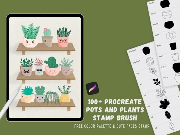 Download Procreate Plants and Pots Stamps Brush - Procreate Collection