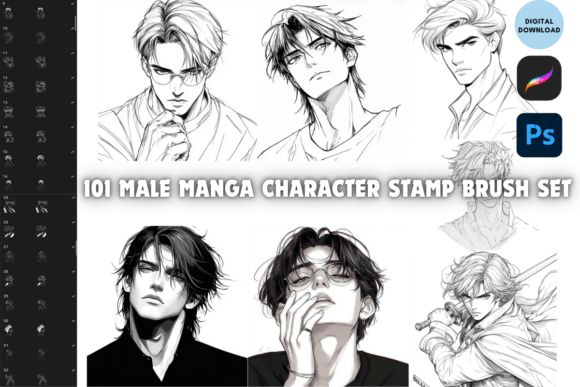 Download Procreate PS Male Character Stamp Brush - Procreate Collection