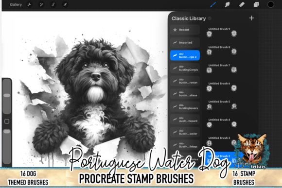 Download Portuguese Water Dog Procreate Brushs - Procreate Collection