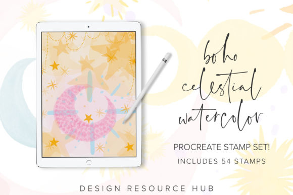Download Boho Sky Watercolor Procreate Stamps - Procreate Collection