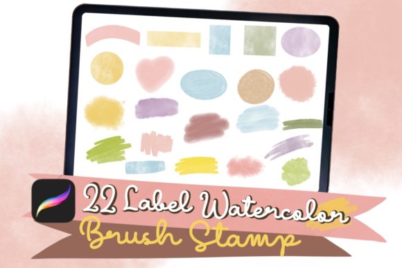 Download Watercolor Label Procreate Brush Stamp - Procreate Collection