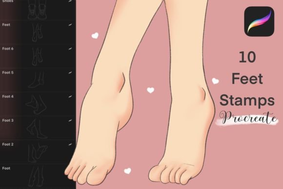 Download 10 Procreate Stamps Feet Shapes - Procreate Collection