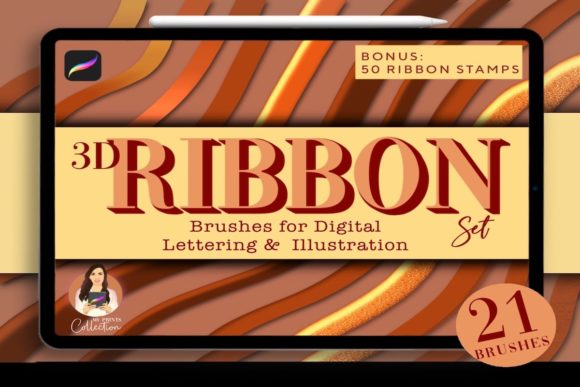 Download 21 Ribbon Procreate Brushes | 50 Stamps - Procreate Collection
