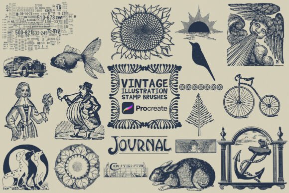 Download Free Procreate Vintage Stamps Brush Set - Procreate Collection