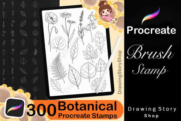Download 300 Procreate Botanical Stamp Brushes - Procreate Collection