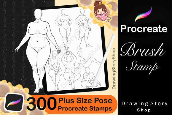 Download 300 Procreate Female Plus Size Stamps - Procreate Collection